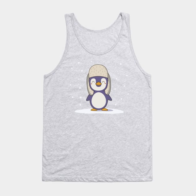 Kawaii Cute Winter Christmas Penguin Tank Top by wordsberry